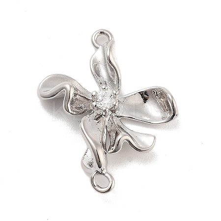 Brass Pave Clear Cubic Zirconia Connector Charms LS-KK-Z061-04P-1