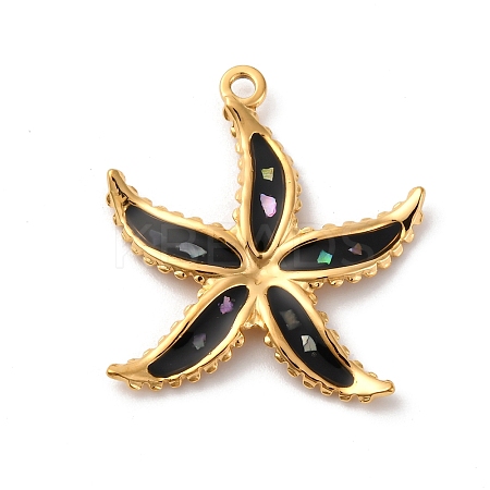 304 Stainless Steel Pave Natural Shell Pendants STAS-D362-05G-1
