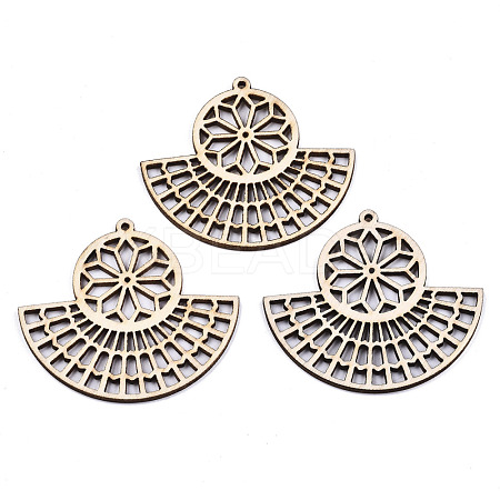Undyed Natural Wooden Big Pendants X-WOOD-N007-036-1