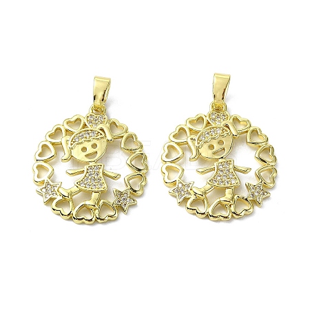 Rack Plating Brass Micro Pave Cubic Zirconia Pendants KK-R157-13B-G-1