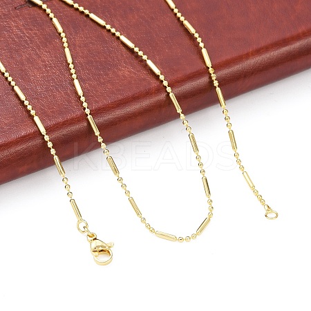 Brass Ball and Column Link Chains Necklace for Women NJEW-P265-22G-1