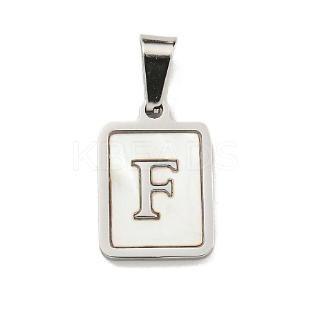 304 Stainless Steel Pave Natural White Shell Pendants STAS-S130-03P-F-1