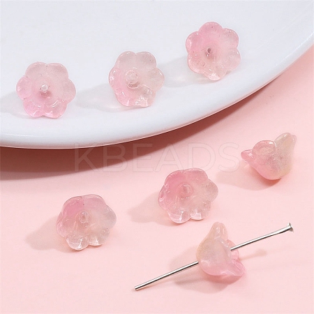 10Pcs Gradient Color Transparent Glass Bead Caps PW-WG464DA-27-1