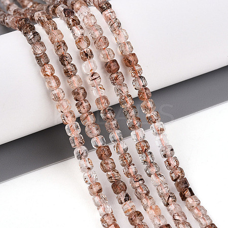 Natural Black Gold Rutilated Quartz Beads Strands G-T141-59-1