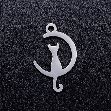 Non-Tarnish 304 Stainless Steel Kitten Pendants A-STAS-Q201-JN272-1-1