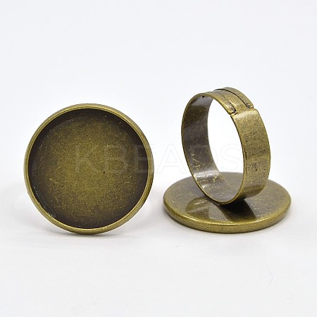 Brass Adjustable Ring Blank Base Cabochon Setting Components KK-O003-05AB-NF-1