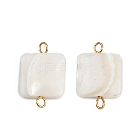 Natural Shell Square Connector Charms X1-STAS-D378-27G-1