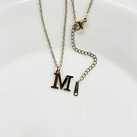 304 Stainless Steel Letter Pendant Necklaces NJEW-WH0027-26M-G-1