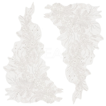 Flower Pattern Polyester Embroidered Lace Appliques DIY-WH0308-278B-1