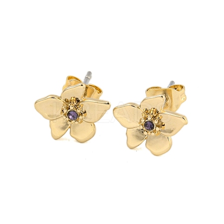 Brass Micro Pave Cubic Zirconia Ear Studs EJEW-P283-01G-02-1