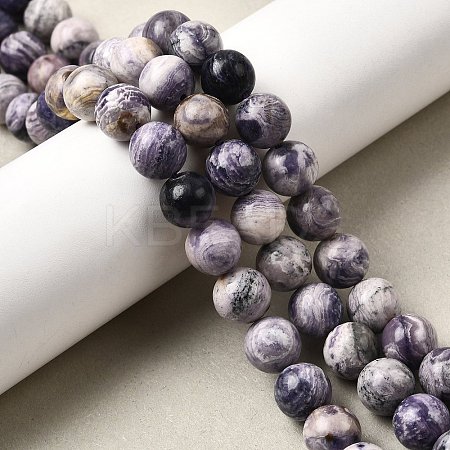 Natural Purple Stripe Jasper Beads Strands G-K350-C03-10mm-1