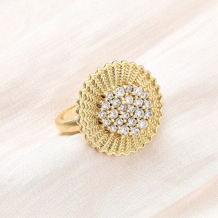 Adjustable Brass Micro Pave Cubic Zirconia Cuff Rings for Women RJEW-B139-07G-02-1