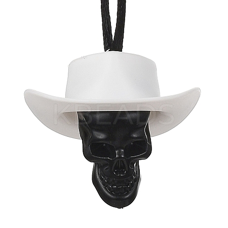 Halloween Skull Plastic Pendant Necklaces NJEW-S006-01C-1