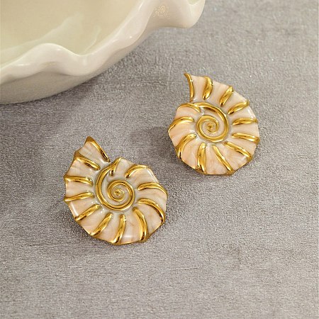 304 Stainless Steel Conch Stud Earrings EJEW-A147-02G-1