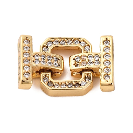 Brass Micro Pave Clear Cubic Zirconia Fold Over Clasps KK-P291-12G-1