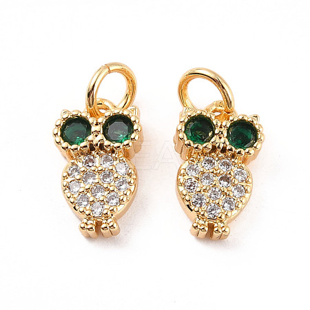 Rack Plating Brass Micro Pave Cubic Zirconia Charms ZIRC-C035-08G-1