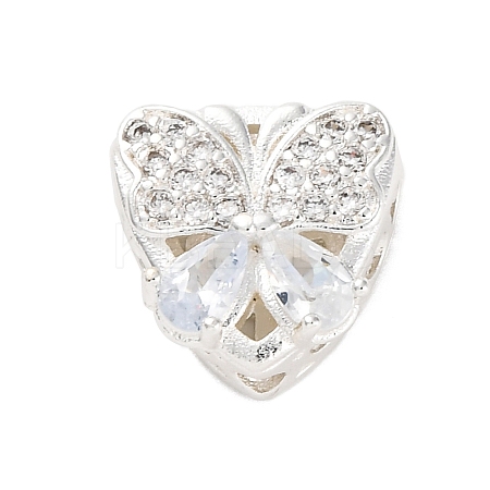 Rack Plating Brass Micro Pave Cubic Zirconia Beads KK-Z082-13S-1