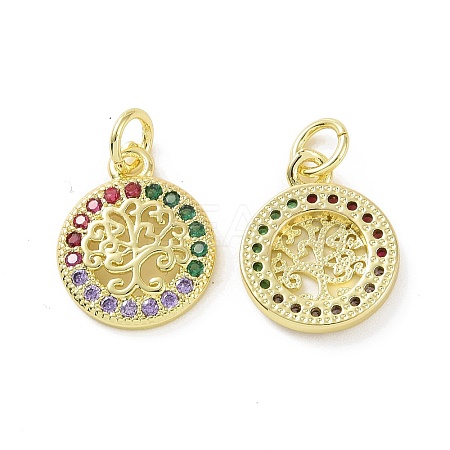 Brass Micro Pave Colorful Cubic Zirconia Pendants KK-E068-VF091-1