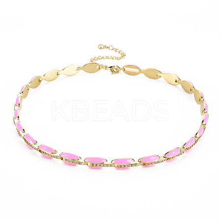 Brass Micro Pave Cubic Zirconia Link Tennis Necklaces for Women NJEW-T013-01G-07-1