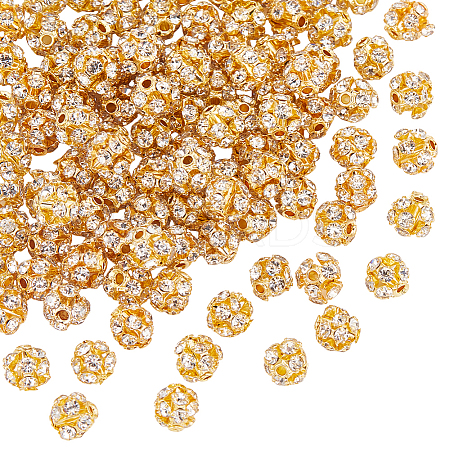 100Pcs Brass Rhinestone Beads KK-UN0005-13G-1