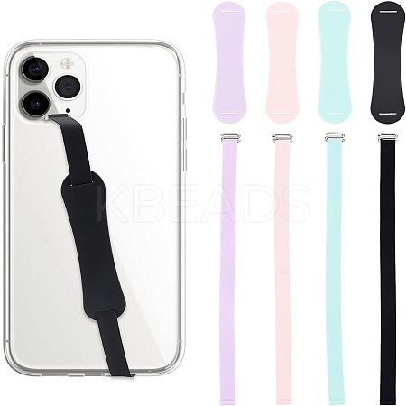 4 Sets 4 Colors Wrist Strap Hand Lanyard Silicone Elastic Moblie Straps AJEW-OC0003-16-1