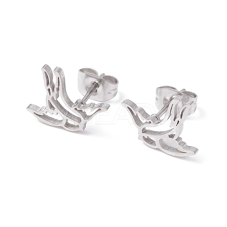 Non-Tarnish Swallow Shape 304 Stainless Steel Stud Earrings for Women LS-EJEW-Z017-12P-1