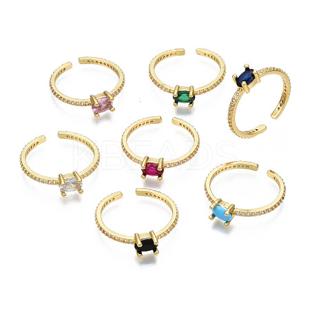 Brass Micro Pave Cubic Zirconia Cuff Rings RJEW-Q165-004-NR-1