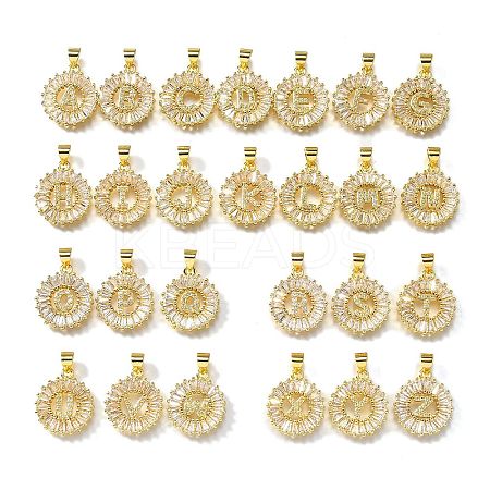 26Pcs Brass Micro Pave Cubic Zirconia Pendants KK-R218-04G-1