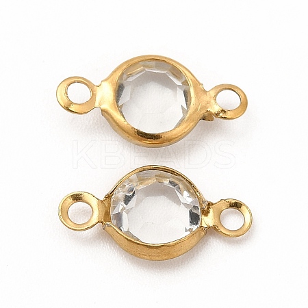 Ion Plating(IP) 304 Stainless Steel with Glass Connector Charms STAS-G305-08G-03-1