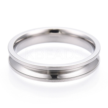 201 Stainless Steel Grooved Finger Ring Settings STAS-WH0039-11D-P-1