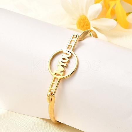 201 Stainless Steel Flat Round Link Bangles for Women BJEW-R014-01G-04-1