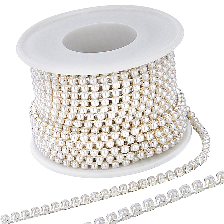 Plastic Pearl Bead Cup Chains CH-WH0013-01A-S-1