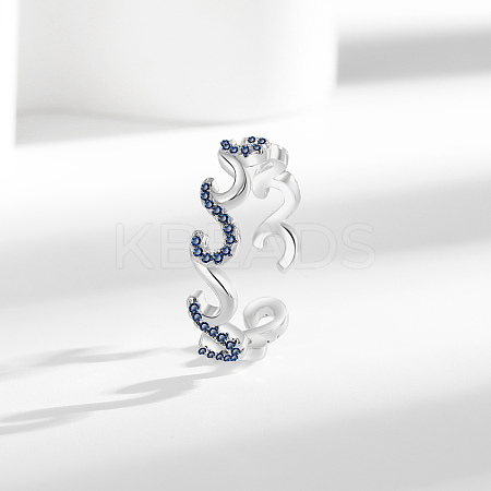Brass Micro Pave Cubic Zirconia Cuff Rings RJEW-P169-04P-1