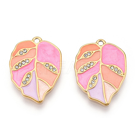 Real 18K Gold Plated 304 Stainless Steel Rhinestone Pendants STAS-A084-31G-04-1