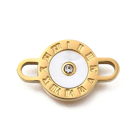 304 Stainless Steel Laser Cut Roman Numerals Flat Round Links Connector Charms STAS-Q348-23G-1