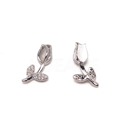 Alloy with Cubic Zirconia Rose Flower Nail Art Charms MRMJ-WH0079-14B-1