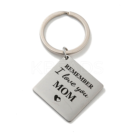 Mother's Day Gift 201 Stainless Steel Word Remember I Love You Mom Keychains KEYC-E040-01P-02-1