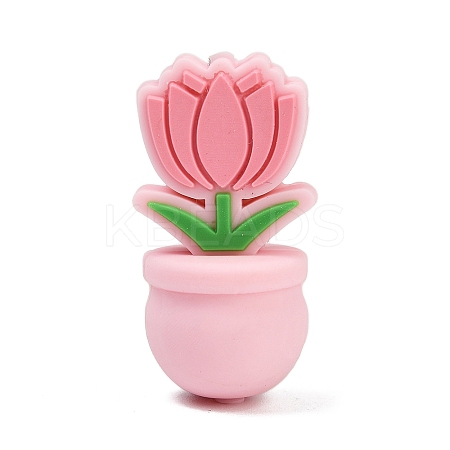 Flower Food Grade Silicone Focal Beads SIL-A011-03B-01-1