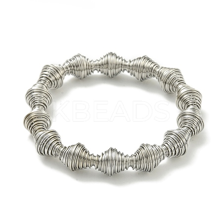 Non-Tarnish Adjustable 304 Stainless Steel Bicone Spring Wire Bracelets BJEW-H617-09P-1