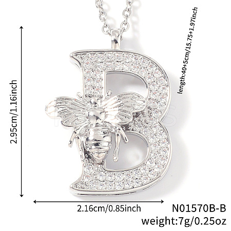 Brass Micro Pave Clear Cubic Zirconia Pendant Necklaces FS-WG7BC7F-02-1
