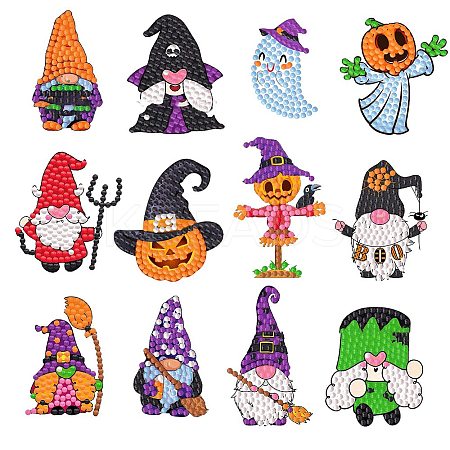 Halloween Theme DIY PVC Diamond Painting Sticker Kit PW-WG46617-01-1