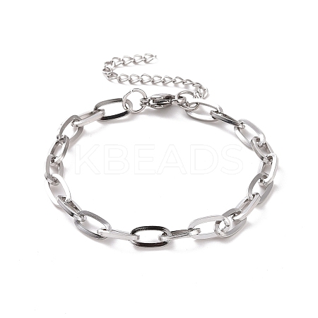 Non-Tarnish 304 Stainless Steel Cable Chain Bracelet for Men Women BJEW-E031-05B-P-1