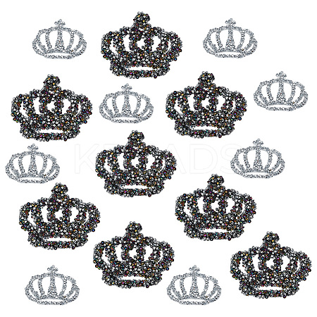 16Pcs 2 Styles Crown Glass/Resin Hotfix Rhinestone PATC-FG0002-38-1