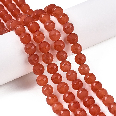 Frosted Natural White Jade Beads Strands G-T138-8mm-209G-1