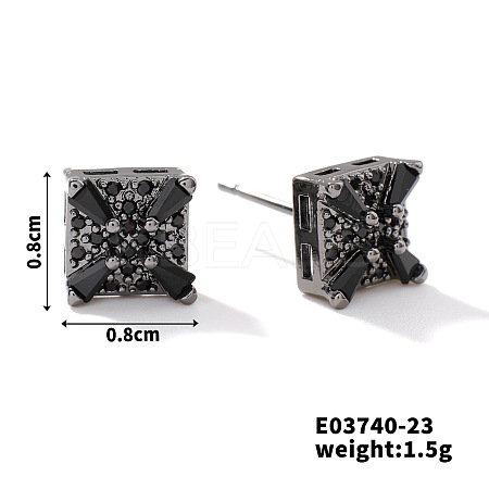 Chic Brass Cubic Zirconia Stud Earrings ZD1304-15-1