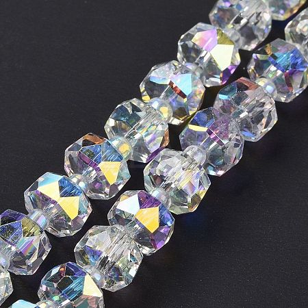 Electroplate Transparent Glass Beads Strands X-EGLA-H101-03A-1