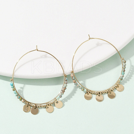 304 Stainless Steel Natural Natural Turquoise Chandelier Earrings EJEW-Z089-36G-01-1