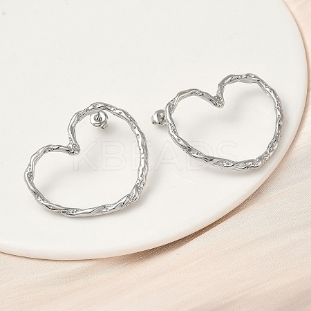 304 Stainless Steel Hollow Heart Stud Earrings EJEW-K268-55P-1