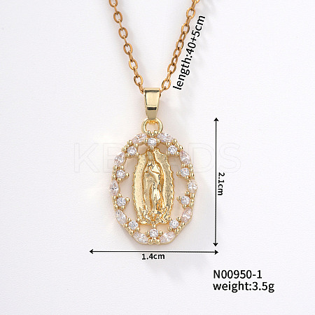 Retro Colorful Fashion Necklace with Shiny Rhinestones and Virgin Mary Pendant LW6178-1-1