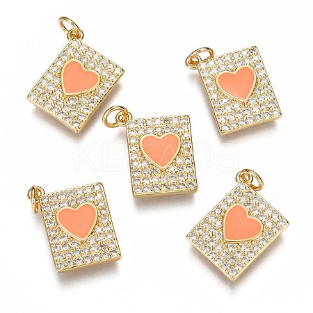 Brass Micro Pave Clear Cubic Zirconia Pendants ZIRC-B002-30G-I-1